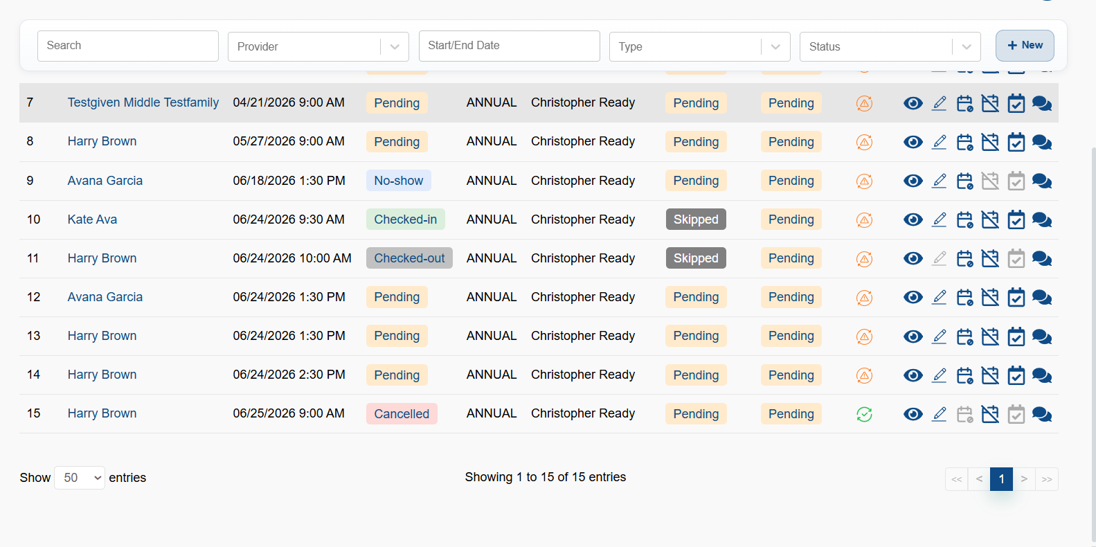 Appointment management interface
