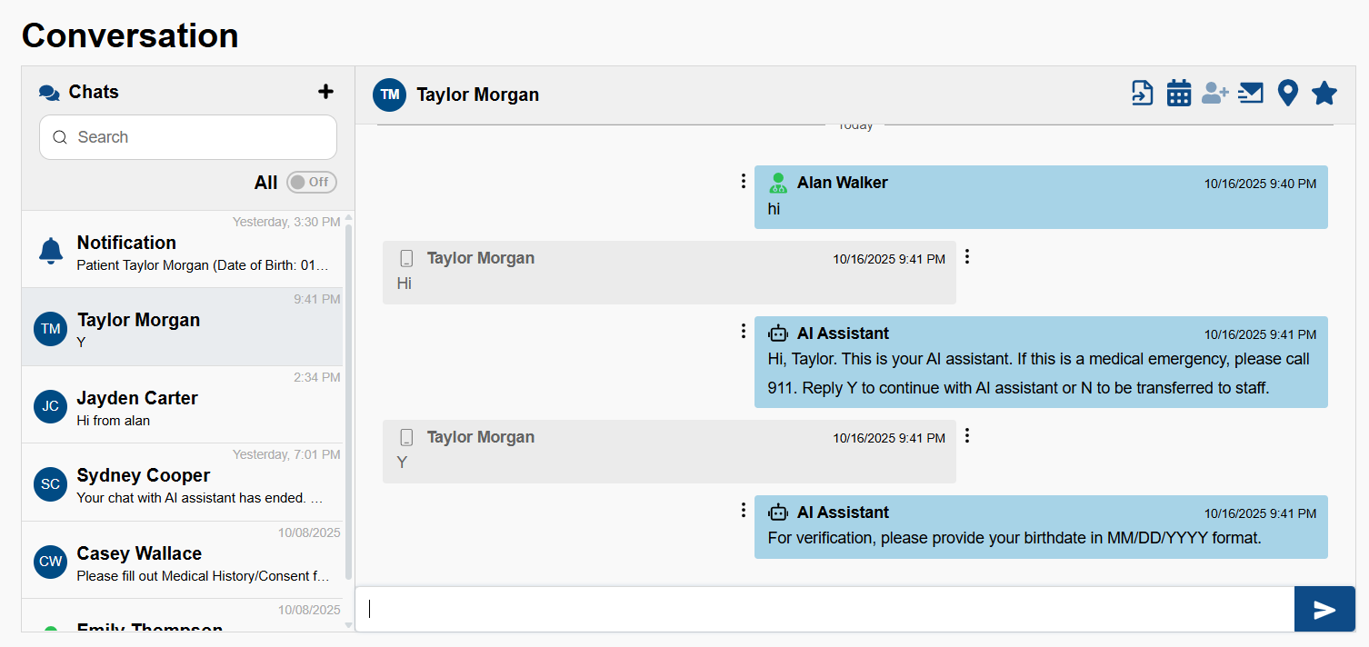 Patient conversation interface