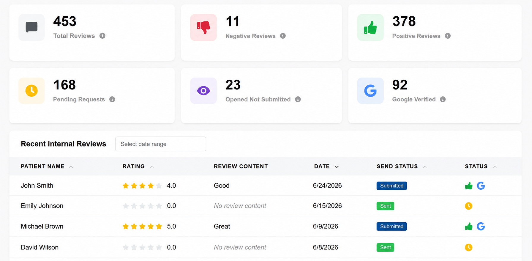 Google review management interface